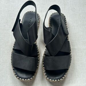 Vince Black Leather Espadrille Sandals size 7 US, 37